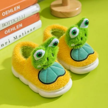 

QWZNDZGR Soft Frog Slippers Children s Fur Mules Mother Kids Family Matching Shoes Boy Girls Cute Home Slippers With Frogs