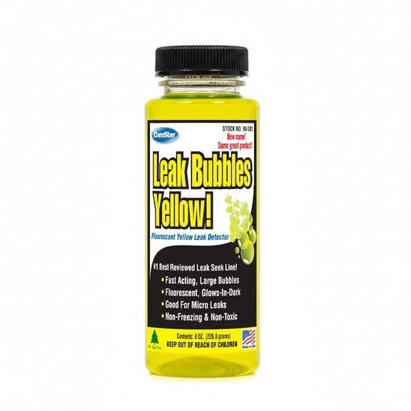 ComStar Leak Bubbles Yellow HVAC & Gas Detector, Fastest-Acting Leak Detector in Today's Market - Safe, Non-Corrosive, Long-Lasting Bubbles & Detects Micro Leaks, Made in USA, 8 Ounces (90-203)