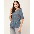 thumbnail image 3 of Moomaya Women Printed Summer Tunic Top V Neck Button Down Flutter Elbow Sleeves Flared Top, 3 of 8