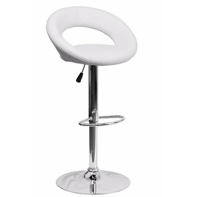 Nicer Furniture Mooncut PU Swivel Height Adjustable Bar Stool in White