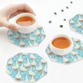 thumbnail image 7 of Pofeuu White Geese and Flower Print Leather Coasters Set of 6, Round Cups Mugs Mat Pad for Home Kitchen Heat Resistant Drink Coasters,Octagon, 7 of 7