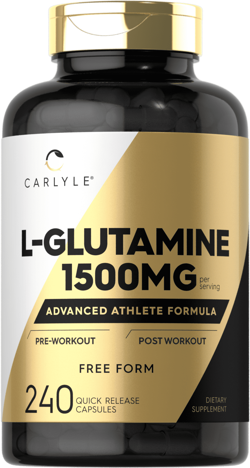 L Glutamine Capsules | 1500mg | 240 Count | Non-GMO, Gluten Free L-Glutamine Supplement | by Carlyle