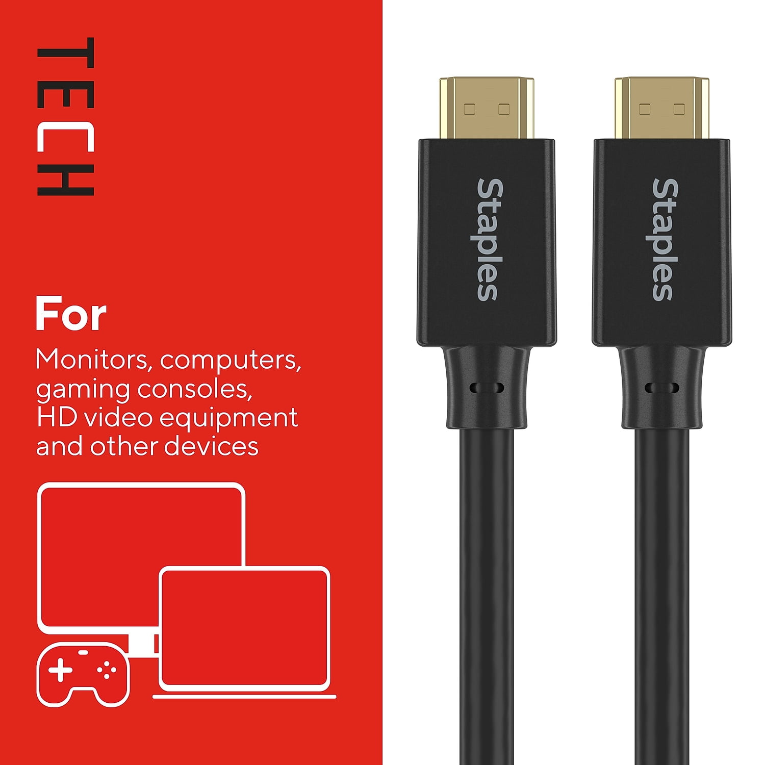 Staples TECH 25 ft. HDMI to HDMI Audio/Video Cable Male to Male Black (ST62476)
