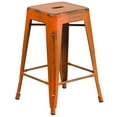thumbnail image 3 of Home Square 24" Metal Backless Counter Stool in Distressed Orange - Set of 2, 3 of 10
