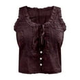 thumbnail image 3 of Women Summer Boho Lace Tie Front Tank Beach Vacation Top Button Down Sleeveless Cardigan Crop Y2k Tops Clothes, 3 of 4