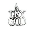 thumbnail image 1 of Sterling Silver 30" .8mm Box Chain TRY GOD Word Pendant Necklace, 1 of 2