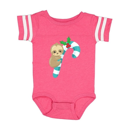 

Inktastic Christmas Sloth Sloth With Candy Cane Mistletoe Gift Baby Boy or Baby Girl Bodysuit