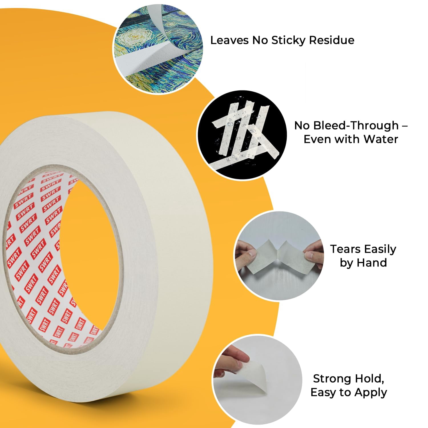 Masking Tape 1 Inch x 55 Yards x 12 Rolls, Bulk Adhesive Painting Tape for General Purpose Use, Crafts & Home Projects (660 Yards Total)