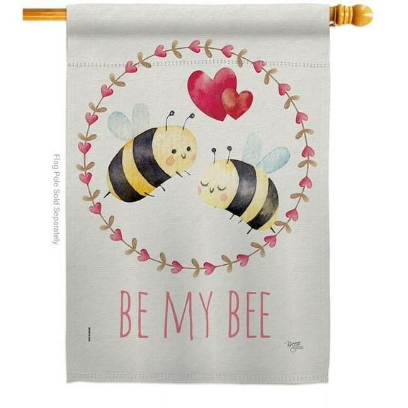 Breeze Decor H101077-BO Be My Bee Springtime Valentine Double-Sided Garden Decorative House Flag, Multi Color
