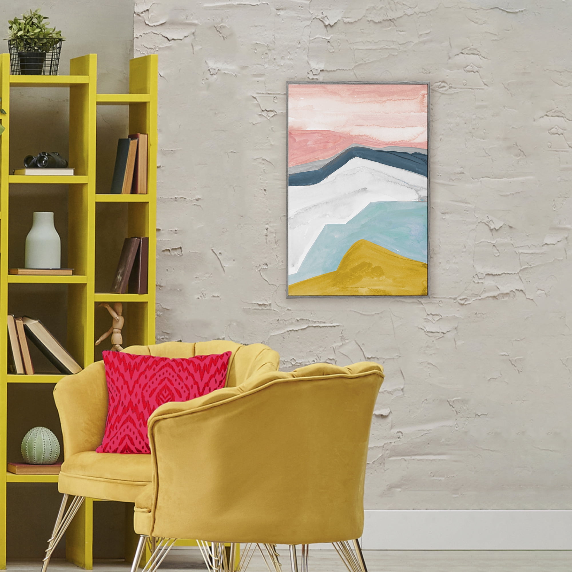 Stupell Industries Pastel Geometric Mountains Gray Framed Giclee Art, design by B. Danelle