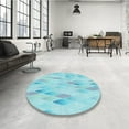 thumbnail image 3 of Ahgly Company Indoor Round Patterned Tron Blue Area Rugs, 5' Round, 3 of 6