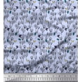 thumbnail image 1 of Soimoi Blue Japan Crepe Satin Fabric Insect & Floral Artistic Printed Fabric 1 Yard 42 Inch Wide, 1 of 3