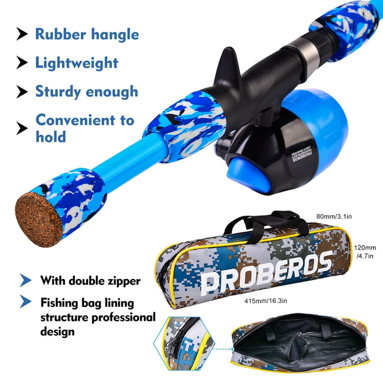 Retractable Spinning Rod Fishing Tools Kit for Portability and Convenience in Offshore Angling, Size: 430, Blue