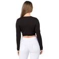 thumbnail image 3 of Women's Plunge Neck Wrap Tie Athleisure Crop Top, Black, M, 3 of 4
