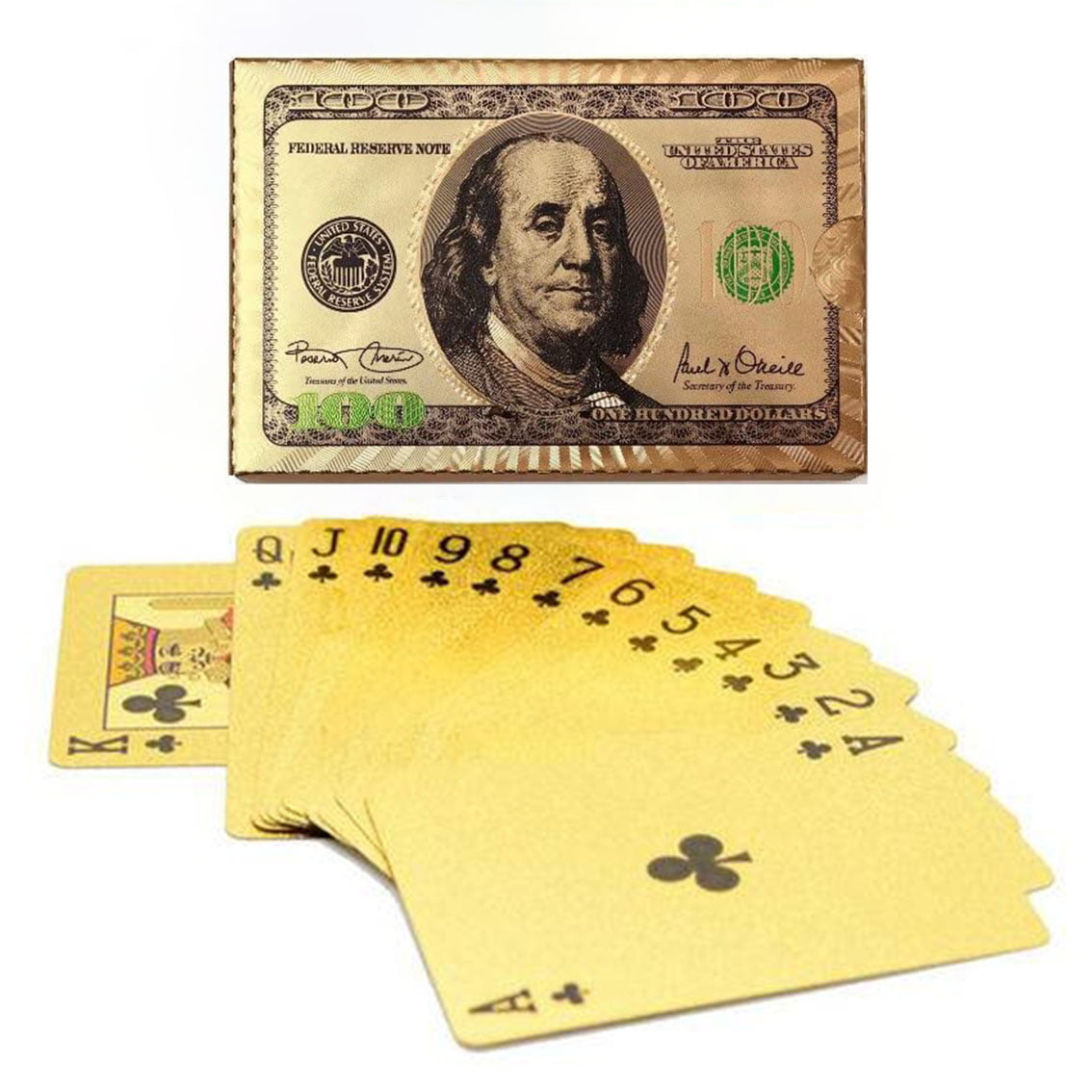 Lot is 8 decks  24K GOLD FOIL PLAYING CARDS NEWEST $100 BILL BENJAMIN  FRANKLIN 