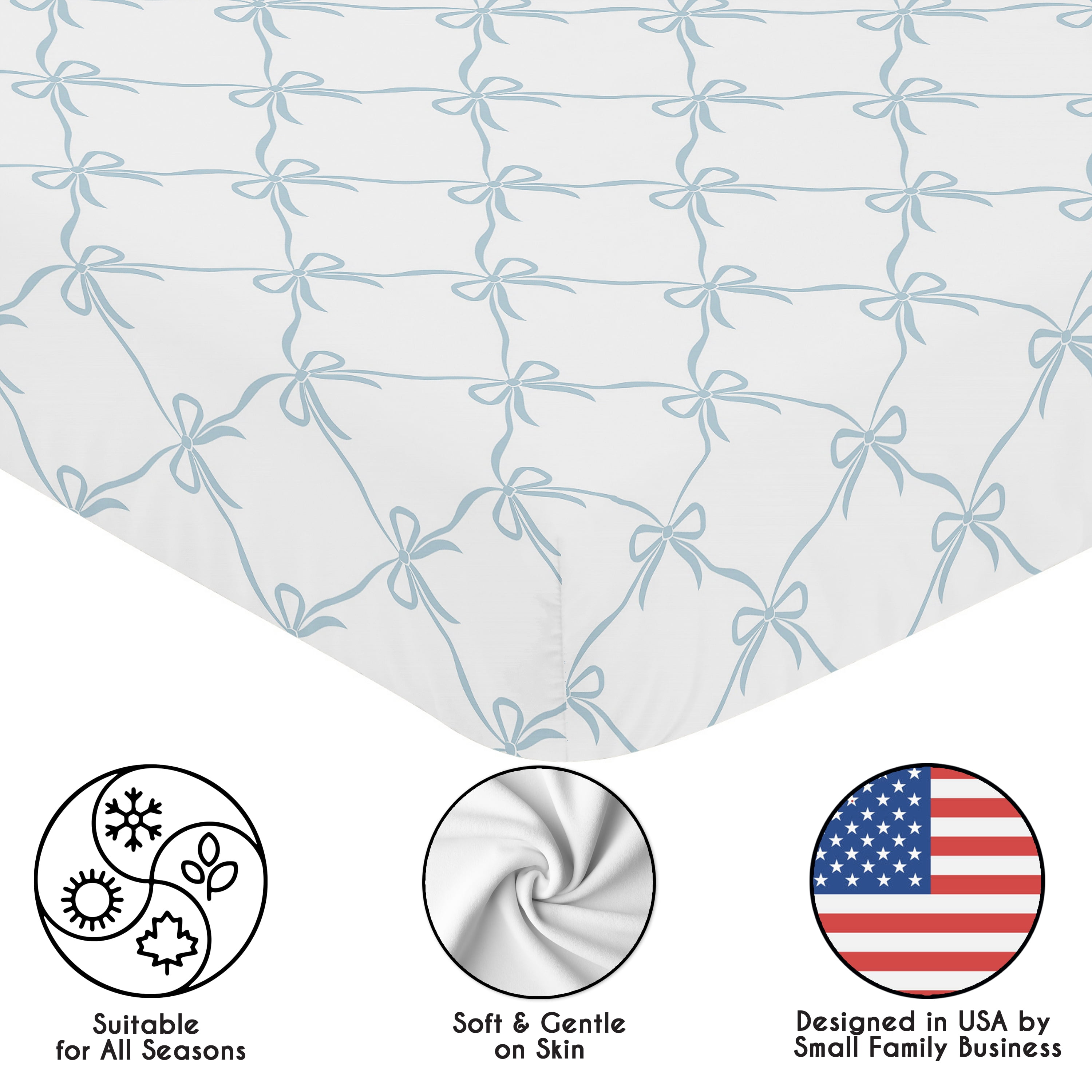 Sweet Jojo Designs Ballerina and Ballet Bows Blue Girl Fitted Crib Sheet