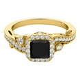 thumbnail image 2 of Aonejewelry 1.50 Carat Princess Cut Natural Black Diamond In Center and White Diamond On Side Engagement Ring Women Crafted In 10K Solid Rose White Yellow Gold, 2 of 7