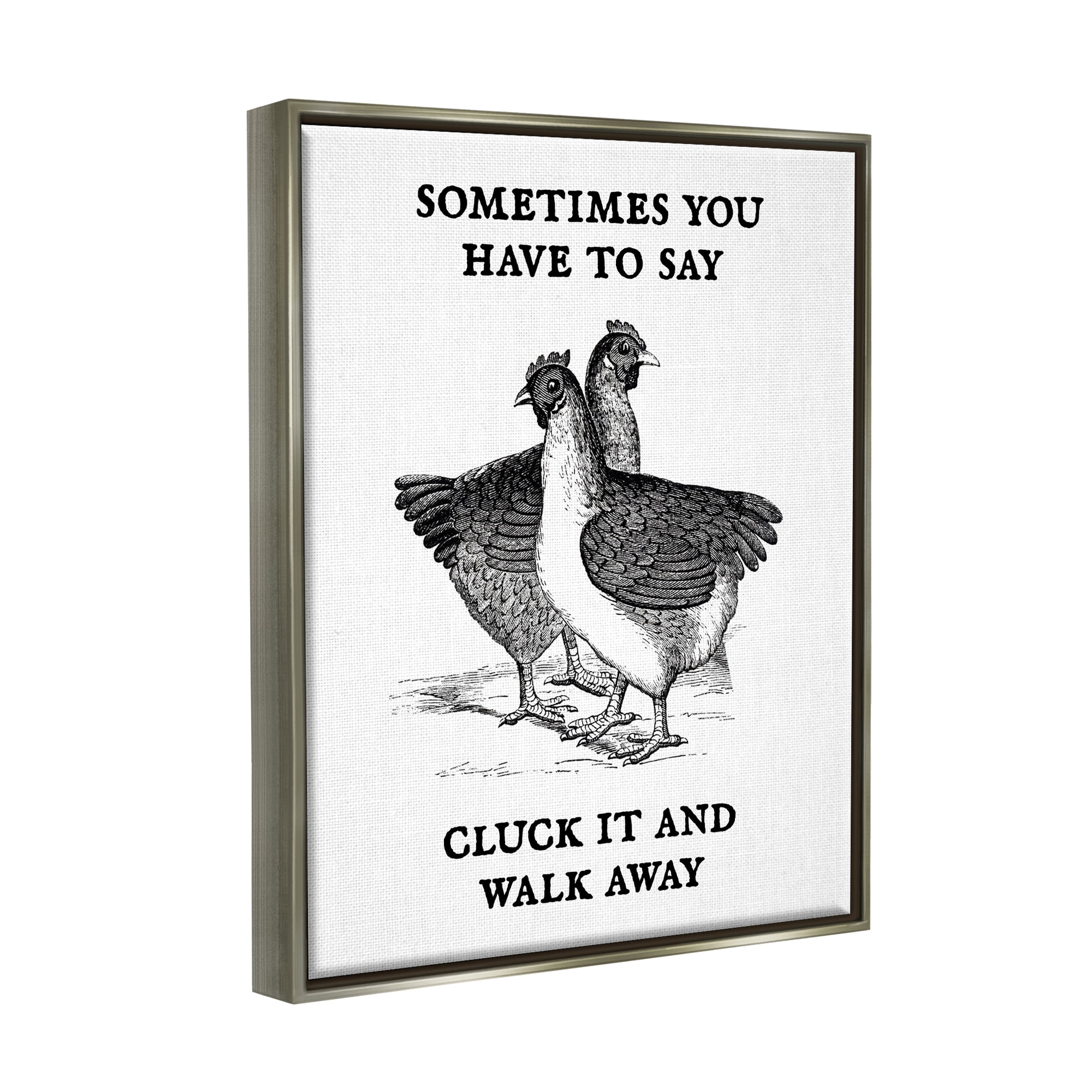 Stupell Cluck It Funny Country Hens Humor Animals & Insects Painting Gray Floater Framed Art Print Wall Art