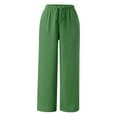 thumbnail image 2 of Clearance! sweatpants women womens sweatpants Women'S Solid Color Casual Fashion Cotton And Linen Drawstring Slacks For Women clearance item Green3, 2 of 6