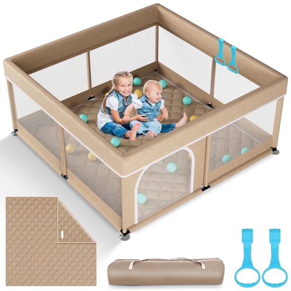 OMZER 50"x50" Baby Playpen with Mat for Toddlers & Kids, Safety Play Yard, All-Wrapped Sponge Design with Breathable Mesh