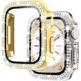 thumbnail image 1 of GHSDFBB 2-Pack Bling Cases with Screen Protector Compatible for Apple Watch 40mm SE 2022 Series 6 5 4, Protective Cover for iWatch SE Series 4/5/6 (40mm, Clear/Gold), 1 of 7