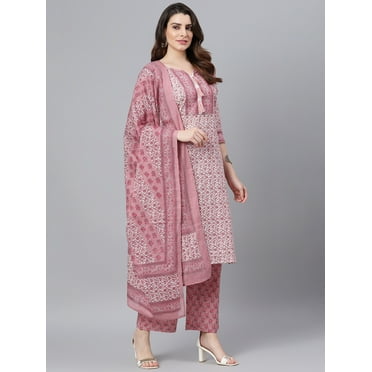 Idalia Pink Printed Kurta Set With Dupatta