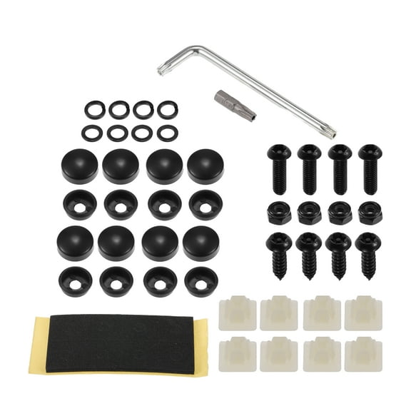 Unique Bargains 1 Set Anti Theft License Plate Screws M6 Security Bolt Fasteners Kits for Car with Screws Black