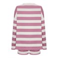 thumbnail image 6 of Spring and Summer Fashion 2 Picec of Sets for Womens Plus Size Striped Knitted Long Sleeved Round Neck Top Pants Set, 6 of 7