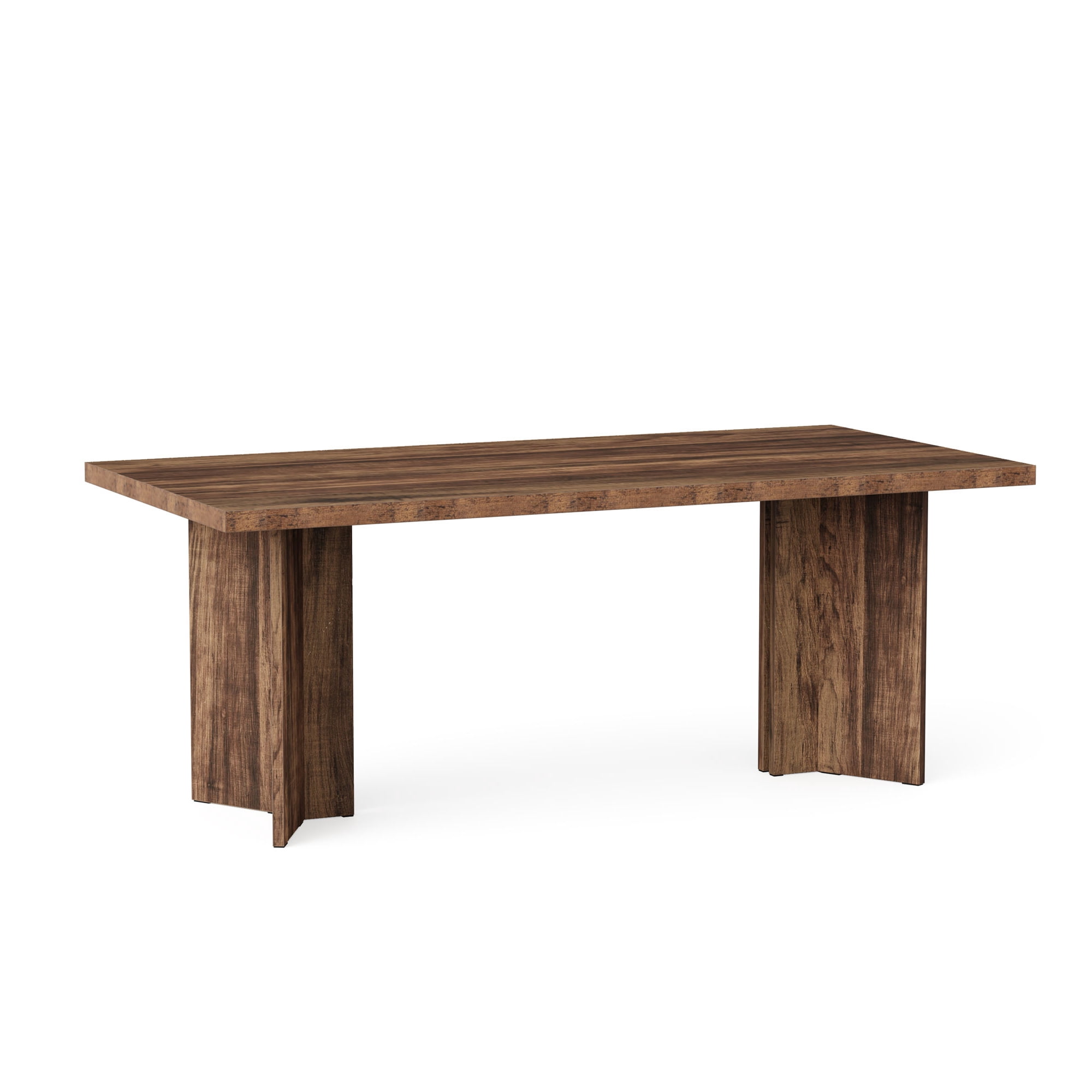 MAYEERTY 63 Inch Rectangular Farmhouse Dining Table, Vintage Walnut Wood Kitchen Dinner Table for 4 to 6 People, 300 LBS Heavy Duty E1 Chipboard Work Desk