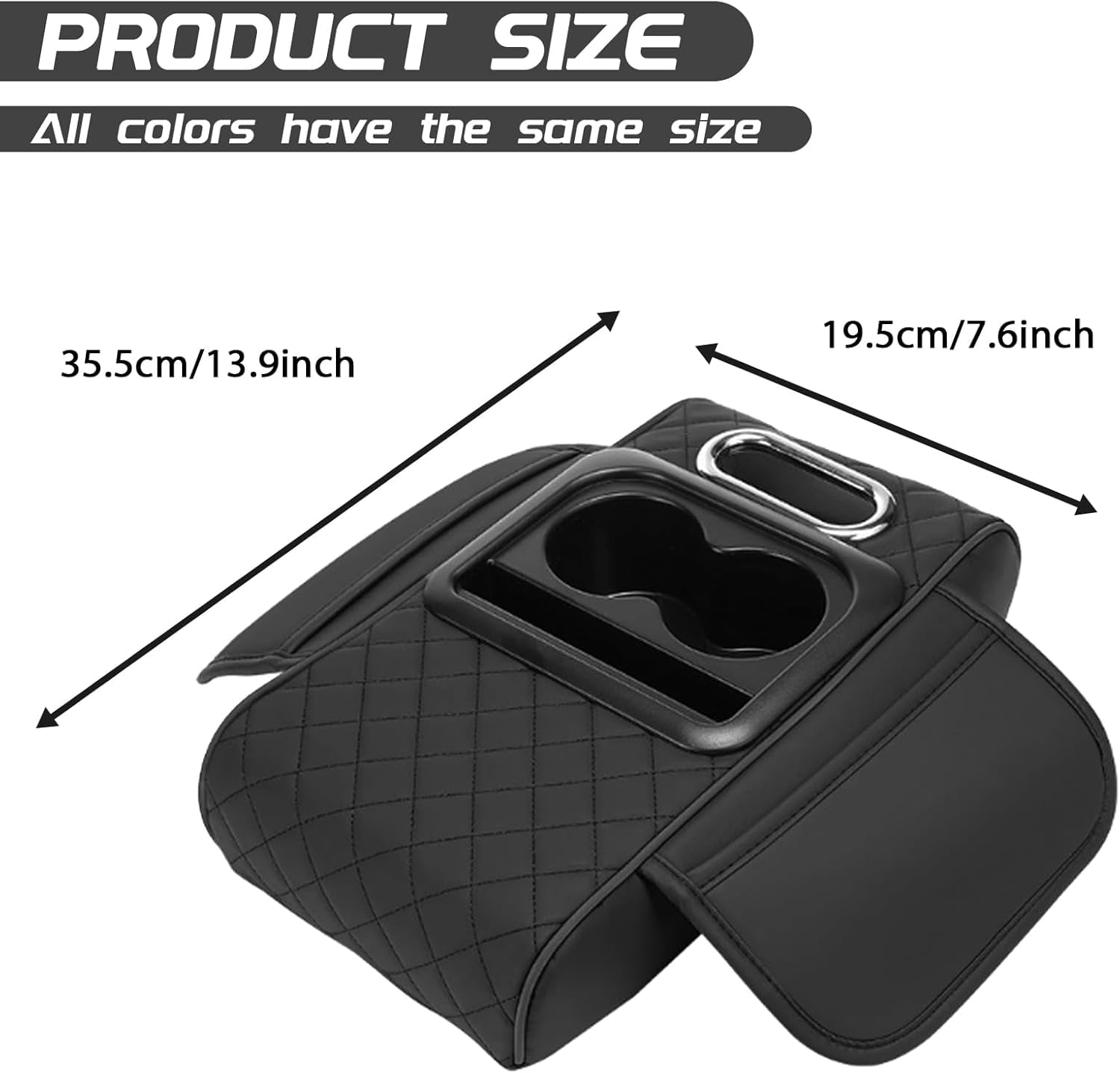 Car interior accessories armrest box with 2 Side Pockets, Cup Holder, Phone Holder, and Tissue Box, Memory Foam Center Console Organizer for Most Sedans and SUVs