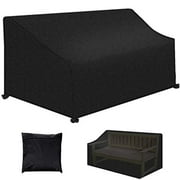 Patio Bench Loveseat Cover, Outdoor 3-Seater Durable and Waterproof Patio Furniture Sofa Cover, 26" D x 64" W x 35" H, Black