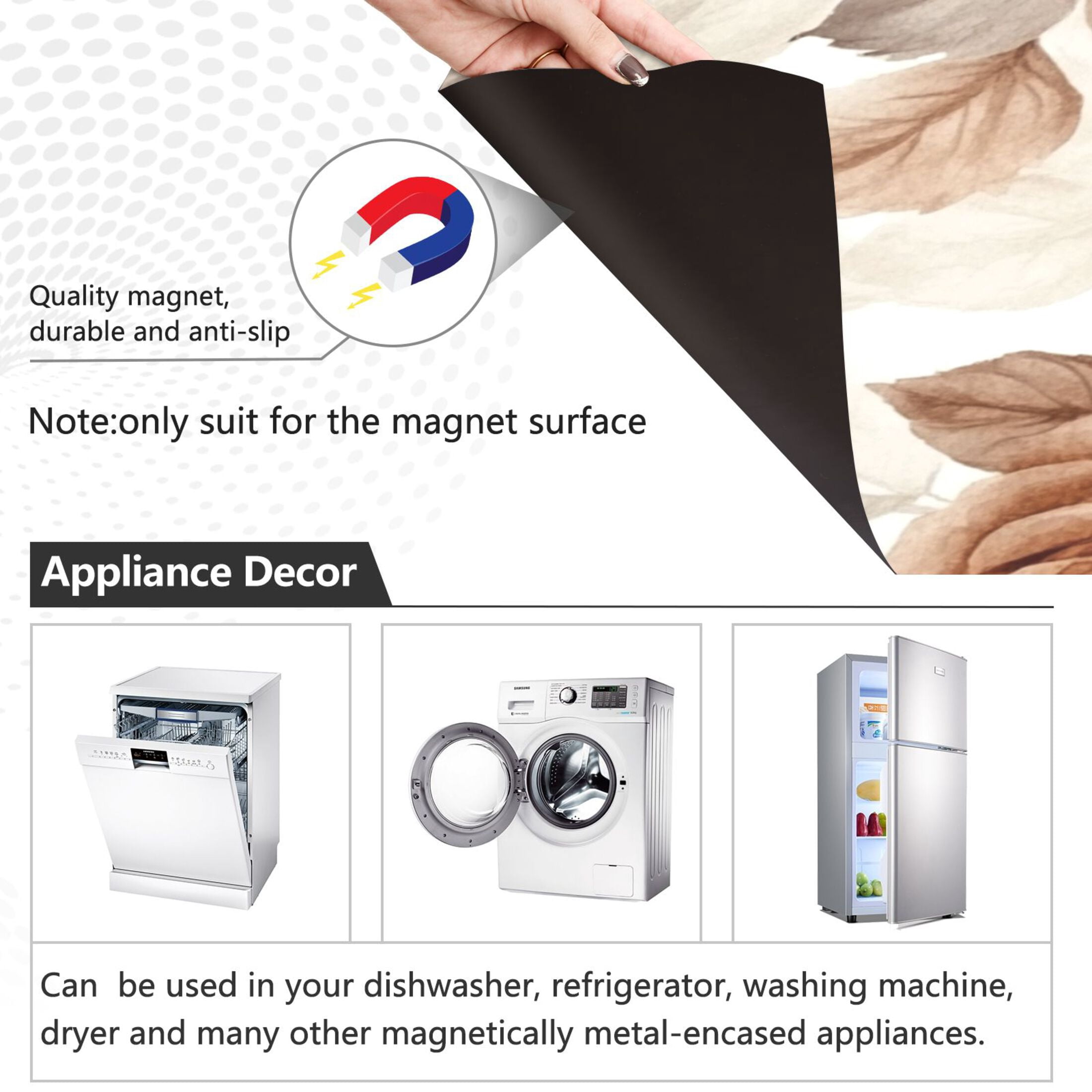 Dishwasher Magnetic Sticker 23x26 Inch Refrigerator Magnetic Sticker Washing Machine Magnetic Sticker Kitchen Panel Magnetic Sticker Home Decor Cartoon Brown Roses