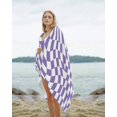 thumbnail image 2 of Purple White Checkered Beach Towels Oversized Super Absorbent, Modern Irregular Geometric Lightweight Bath Towel Quick Dry Sets For Bathroom/Pool/Rv Camping/Beach Play/Gym Room/Picnic 31"x62", 2 of 8