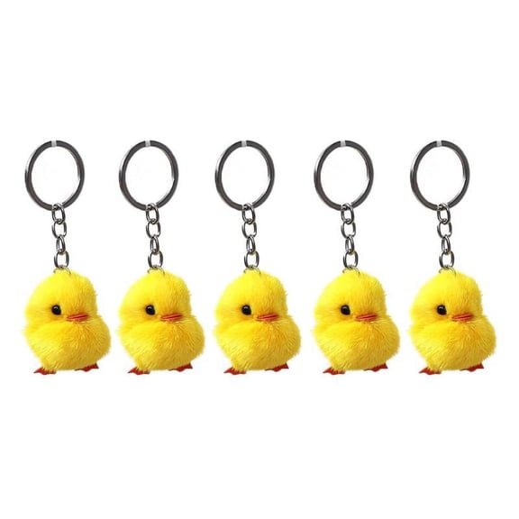 5 Pcs/Set Furry Yellow Duck for Key Ring Fluff Soft Chick Keychains Nice Car for Key Ring Easter Keyring Handbag Jewelry