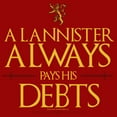 thumbnail image 2 of Junior's Game of Thrones A Lannister Always Pays His Debts  Graphic Tee Red Small, 2 of 3