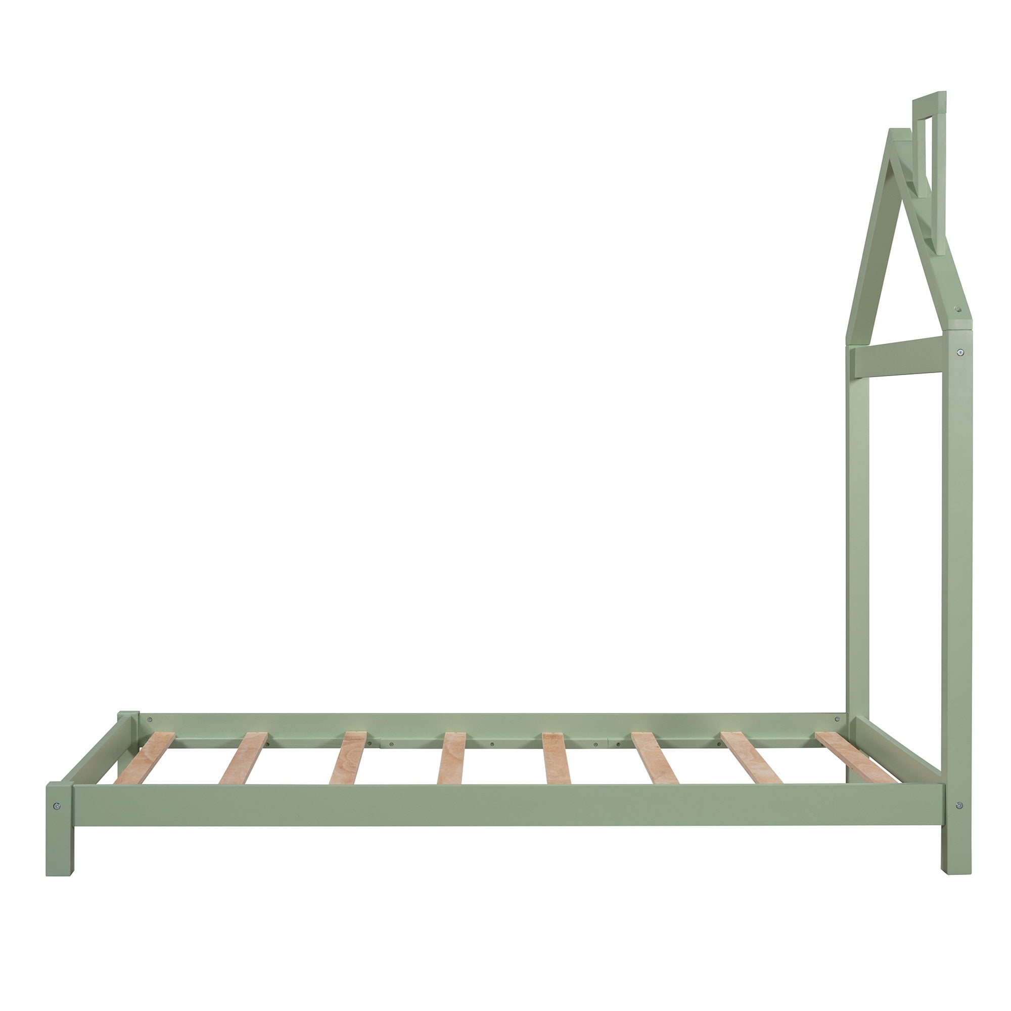 Aukfa Twin House Bed for Kids, Wood Platform Bed - Green