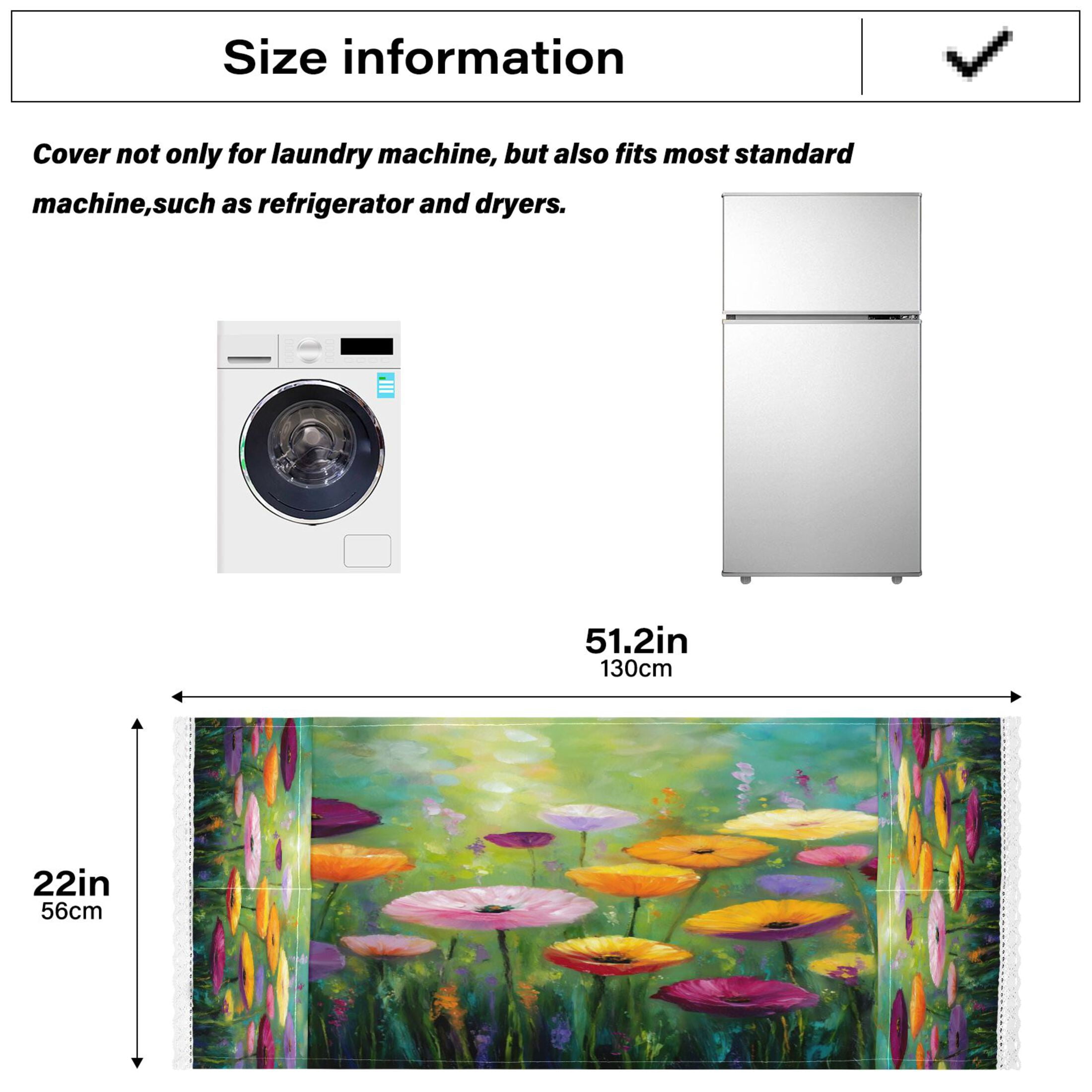 Wobogo Spring Wildflowers Washing Machine Cover Dustproof Washer Dryer Cover Waterproof Laundry Room Decorative Protector