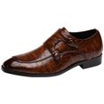 thumbnail image 2 of Santimon Men Dress Double Monk-straps Shoes Crocodile Pattern Slip On Casual Business Leather Shoes Brown 7 US, 2 of 8