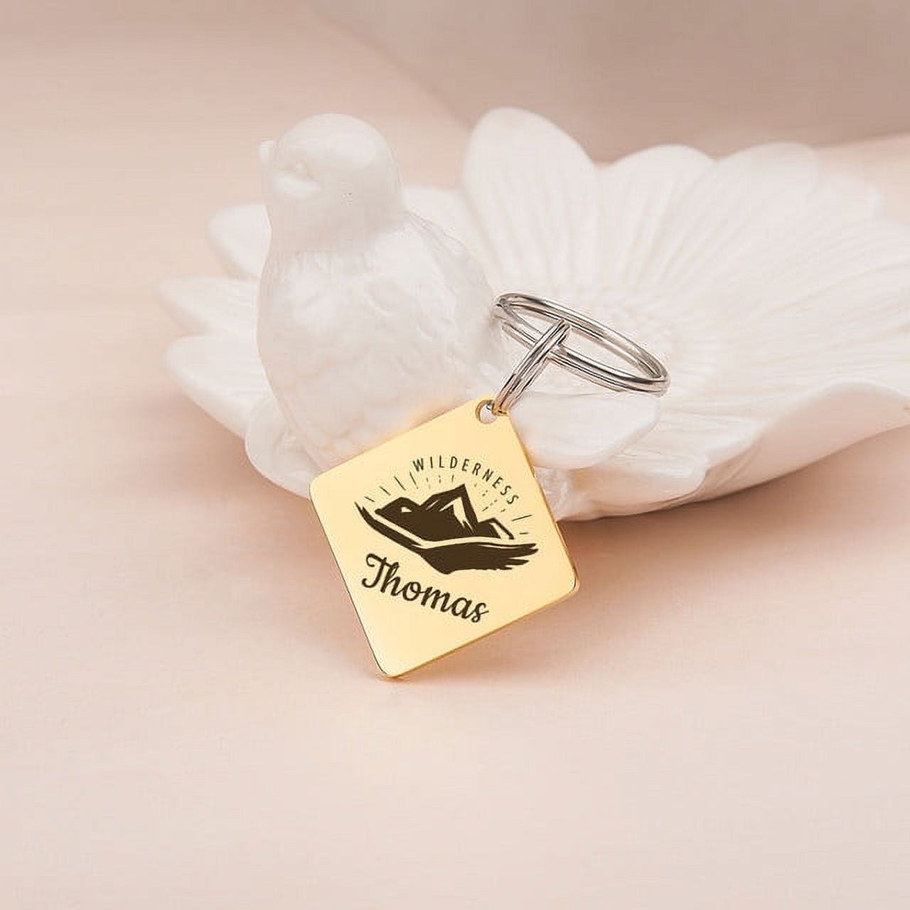 Anavia Stainless Steel Double Sided Diamond Name - Large Picture Engraved Dog & Cat ID Tag, Gold, L