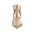 thumbnail image 2 of BLISSFUL STEP Women's Shoes Stiletto Heel Open Toe Ankle Strap Rhinestone Buckle Sandals Rose Gold 9, 2 of 8