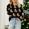 thumbnail image 4 of BOOMNY Christmas Womens Sweater Long Sleeve Sweaters for Women Xmas Deer Embroidery Crewneck Knit Pullover Trendy Tops 2025 Fall Winter Knitwear, 4 of 5