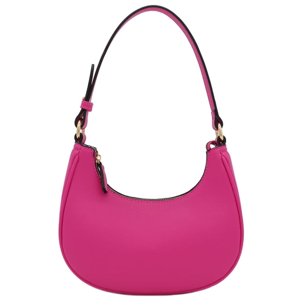 Bolso de hombro FashionPuzzle Small Crescent Fucsia de piel sintética