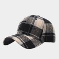 thumbnail image 3 of Clossjun Women Men Stylish Plaid Baseball Cap Fall Winter Warm Classic Hat Soft Casual Dad Hat for Outdoor Sport Black, 3 of 6