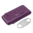 thumbnail image 2 of Cigar Box, Purple Exquisite Lightweight Hand Stitched  Cigar Leather Case  For Business, 2 of 8