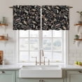thumbnail image 2 of Boho Black Floral Tier Curtains, Farmhouse Botanical Vintage Paisley Flower Light Filtering Kitchen Curtains, 2Pcs Rod Pocket Half Window Treatments Panels for Sink Cafe Cabinet Camper 27.5x24 Inches, 2 of 9