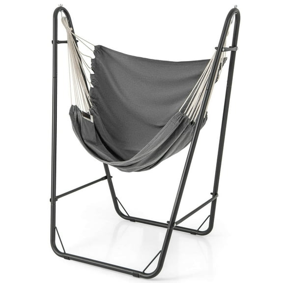 Costway Heavy-duty Hammock Chair with Stand Metal Frame Storage Pocket Quality Fabric