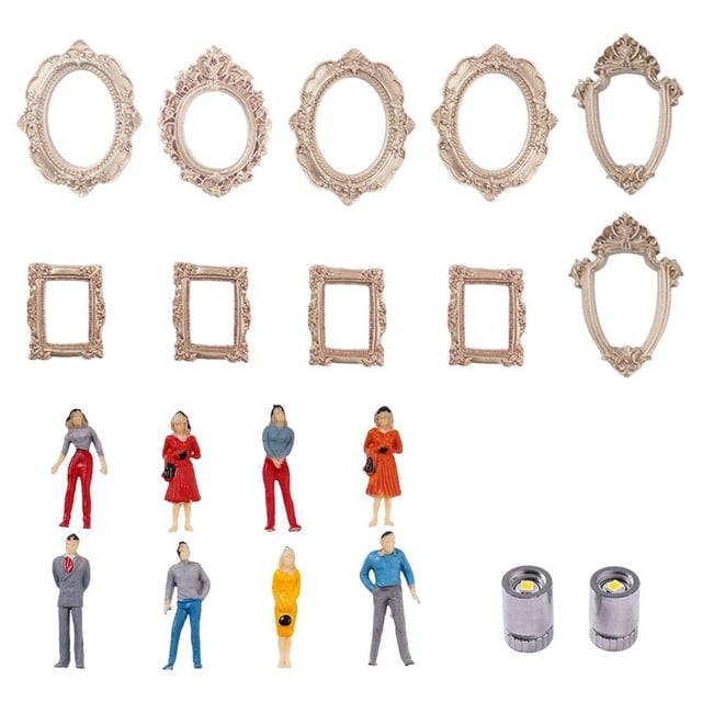 DIY Mini Museum Shadow Box, Memory Display Kit Only with 10 Mini Frames, 8 Mini Figurines & 2 Lights, Home Decor Gift