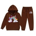 thumbnail image 4 of Sweatsuits Child Toddler Boys Girls Long Sleeve Solid Warm Hoodie Pullover Tops Pants Kids Outfits Sweat Suit Kids Hoodie Coffee 4 Years-5 Years, 4 of 4
