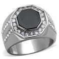 thumbnail image 1 of Men High Polished Stainless Steel Ring with Top Grade Crystal in Clear - Size 13, 1 of 1