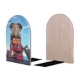 thumbnail image 2 of KLL Elephant Sits Print Wood Book Ends for Shelves,1 Pair Wood Bookends Book Holder Stand Decorative, Book Stoppers for Heavy Duty Books CD File Video Games, 2 of 8